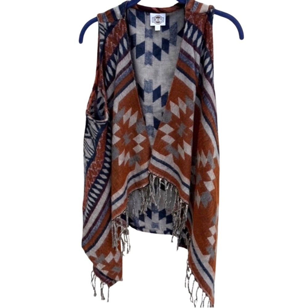 Rod’s Western Fringe Sleeveless Open Cardigan Vest – Size S/M